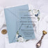 Dusty Blue Navy White Floral Transparent Wedding Invitations